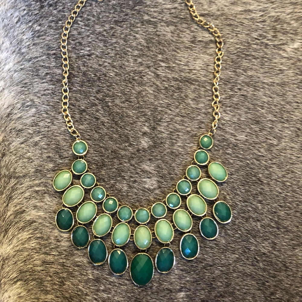 Turquoise and gold bib necklace